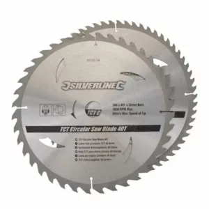 Lot de 2 lames de scie circulaire carbure diamètre 300 40 et 60 dents alésage 30 gamme amateur- Neuf